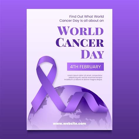 Free Vector Realistic Vertical Poster Template For World Cancer Day