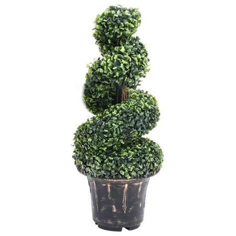 ZHI Plante De Buis Artificiel En Spirale Avec Pot Vert 89 Cm