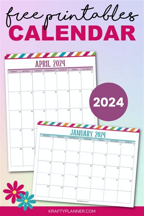 Free Printable 2024 Calendar — Krafty Planner