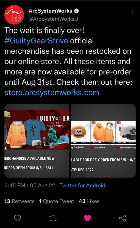 Arc Sys Shop Has Been Restocked As Of 8 5 22 6 50pm US Central Time