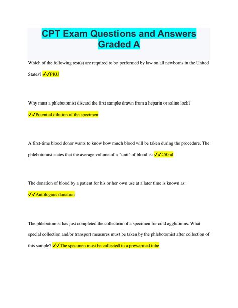 SOLUTION Cpt Exam Questions And Answers Graded A Studypool