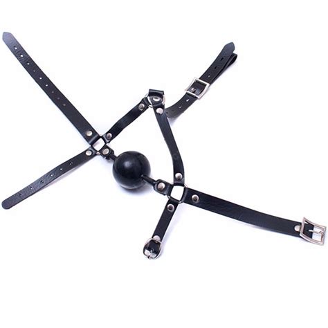 Bdsm Bondage Sex Toys Open Mouth Gag Restraint Solid Black Silicone Ball Pu Leather Head Harness