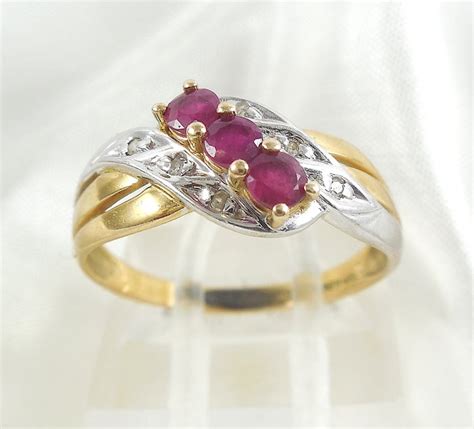 Or Blanc Or Jaune Bague Ct Rubis Diamants Catawiki