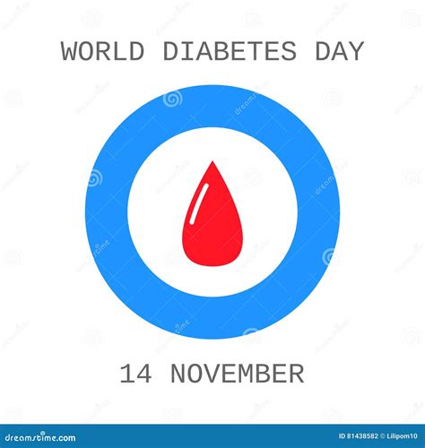 Weltdiabetes Tag Tropfen Des Bluts Flache Ikone Vektor Abbildung