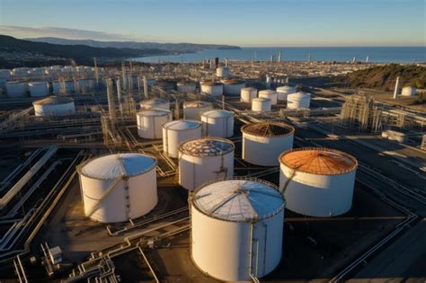 Premium Photo Top View Of Oil Storage Tanks And Oil Refinery Factory