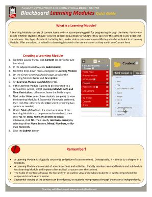 Fillable Online Blackboard Learning Modules Quick Guide Fax Email Print