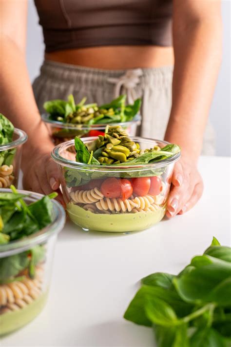 Pistachio Pesto Pasta Salad Meal Prep Plantbaes