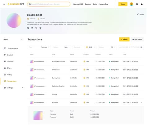 How To View And Export Transaction History On Binance Nft Binance Support