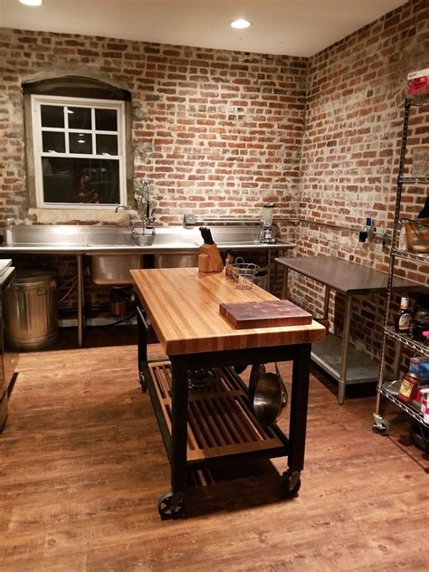 Oak Butcher Block And Steel Kitchen Island Etsy