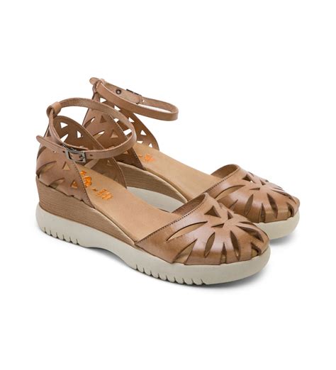 Porronet Sandalias de Piel Ebba taupe Altura cuña 5cm Tienda