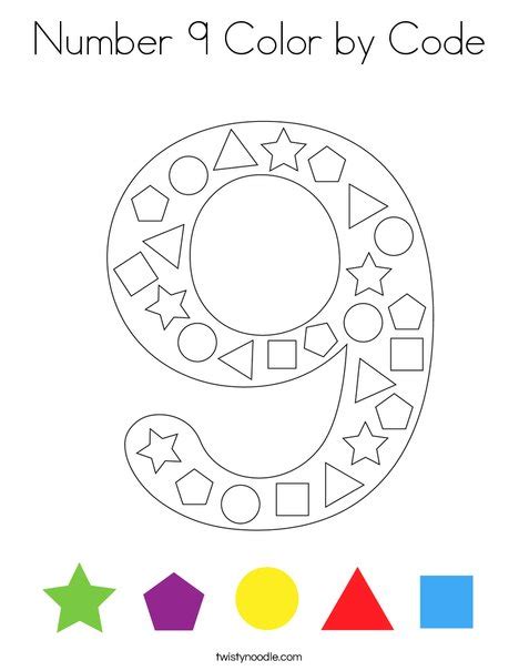 number  color  code coloring page twisty noodle