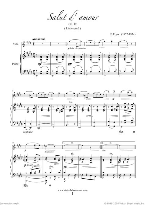 Salut D Amour Op Sheet Music For Violin And Piano Pdf