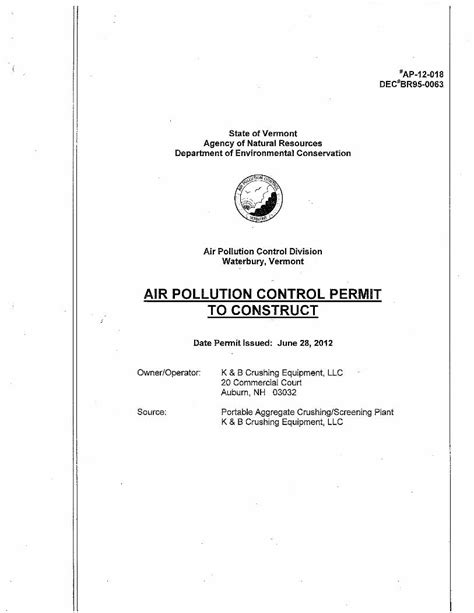 Pdf Air Pollution Control Permit To Construct · Operates A Portable Construction Aggregate