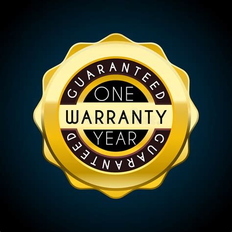 Year Warranty Gold Metallic Round Seal Badge Stock Illustration