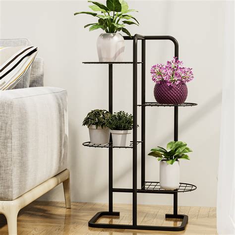 Support de plantes Pedersöre à 4 niveaux métal 83 x 52 x 25 cm noir [en