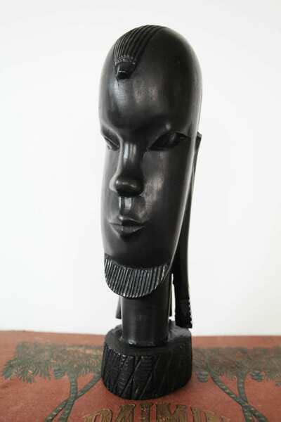 Vintage African Maasai Kenya Wood Carved Bust Africa Tribal Art Decor