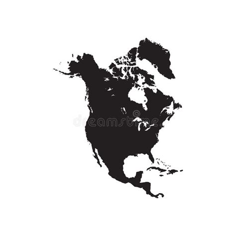 North America Map Vector Isolated On White Background Black Template Flat Earth Simplified