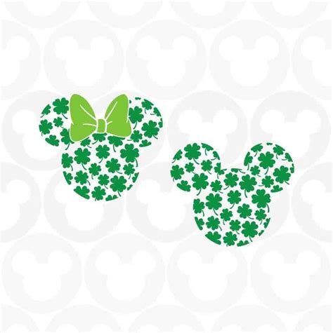 St Patricks Day Mickey Minnie Mouse Clover Ears Head Bow Clovers