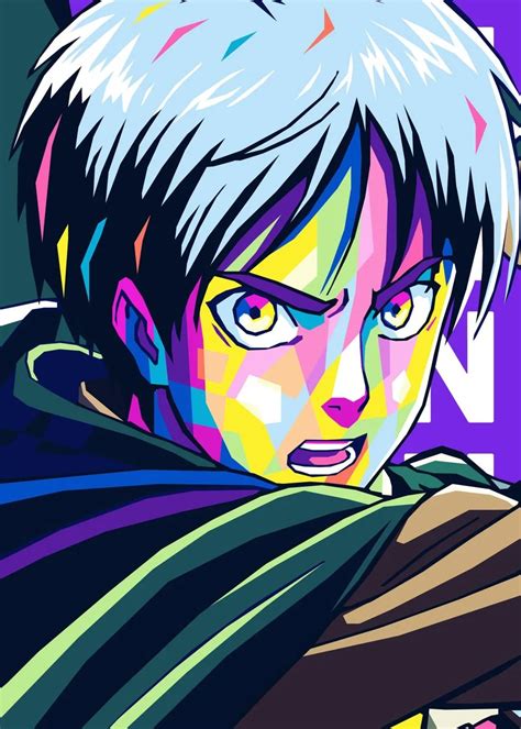 Eren Yaeger Wpap Poster By Qreative Displate Anime Colorful