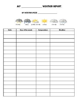 Monthly Weather Chart by DreKing | TPT