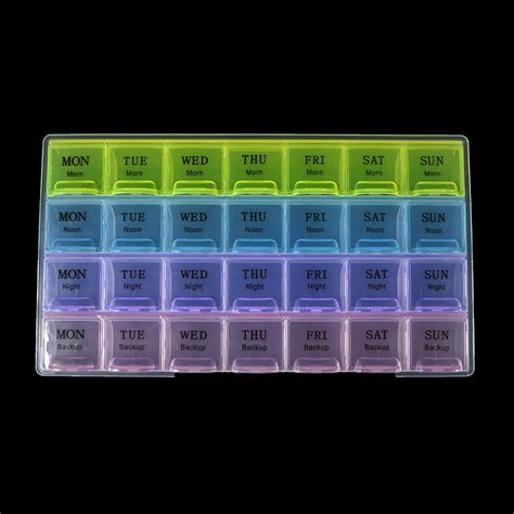 1 PC 4 Row 28 Squares Weekly 7 Days Tablet Pill Box Holder Medicine