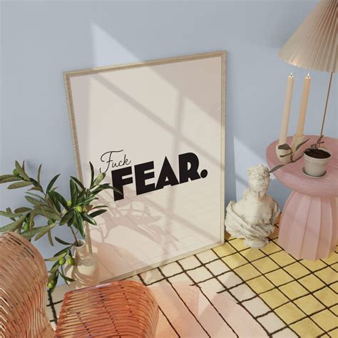 Fuck Fear Neutral Wall Art Funny Wall Art Funny Office Decor Funny Home Decor Fuck