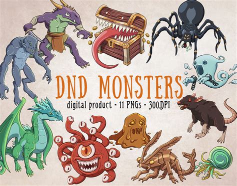 Monster Clipart Tabletop Fantasy RPG Monsters Dungeons and - Etsy