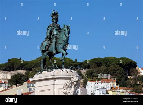 A Statue Of King Jos I Seen At Praca Do Comercio Square In Lisbon