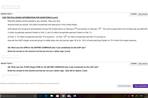 Solved QUESTION 5 4 Points Save Answer USE THE FOLLOWING Chegg