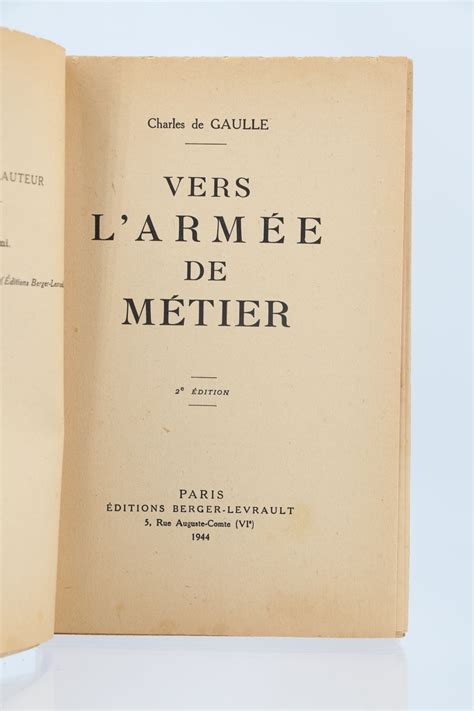 DE GAULLE Vers l armée de métier Autographe Edition Originale