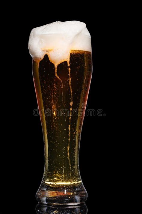 Glass Of Beer Isolated On Black Background Stock Photo Image Of Full