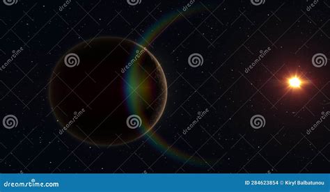 Spinning Planet Mars Isolate On Dark Front View Of Mars Planet From