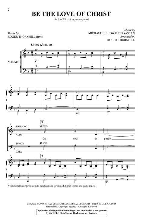 Roger Thornhill Be The Love Of Christ Sheet Music Pdf Notes Chords Christian Score Satb