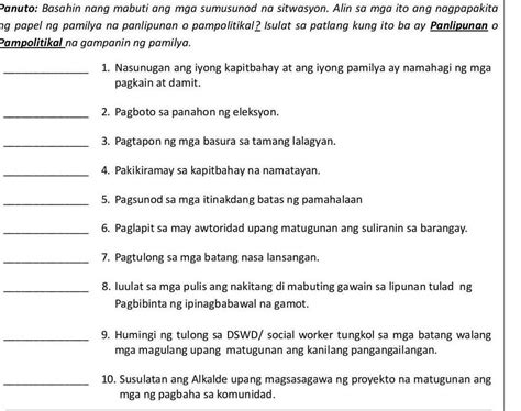 Nuto Basahin Nang Mabuti Ang Mga Sumusunod Na Sitwasyon Alin Sa Mga