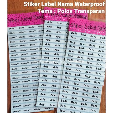 Jual POLOS TRANSPARAN STIKER LABEL NAMA WATERPROOF STIKER LABEL