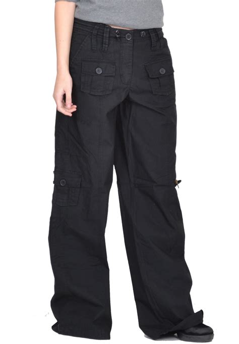 New Ladies Womens Baggy Wide Leg Loose Lightweight Combat Trousers