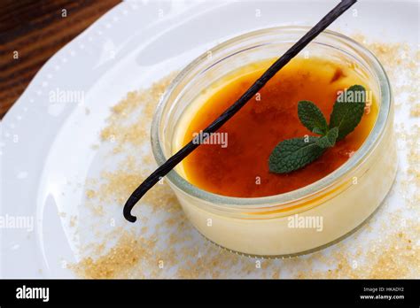 Creme Brulee Traditional French Vanilla Cream Dessert With Caramelised