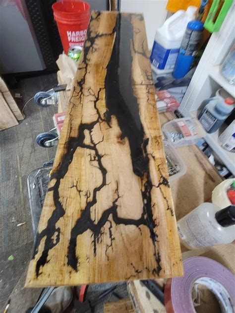 Lichtenberg Fractal Burn Live Edge Epoxy Resin Oak Maple Etsy