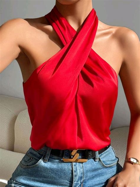 Pin By Sara On Fashion Backless Halter Top Womens Halter Tops Fashion