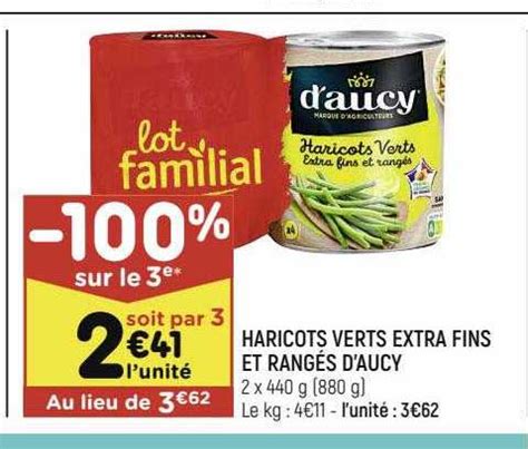 Promo Haricots Verts Extra Fins Et Rangés D Aucy chez Leader Price