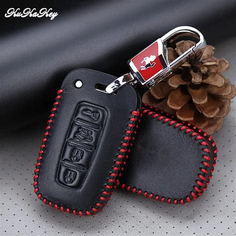 Genuine Leather Remote 4 Buttons Fob Car Key Case Holder Covers For