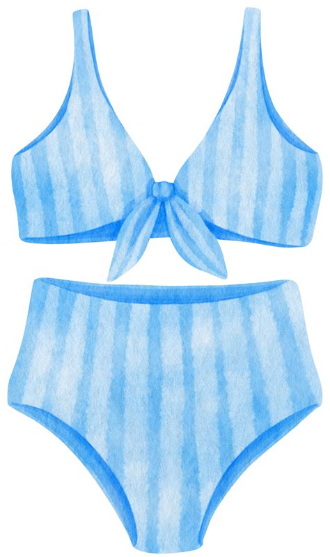 Blue Stripes Two Piece Bikini Swimsuits Watercolor Style For Summer Decorative Element 9788381 PNG