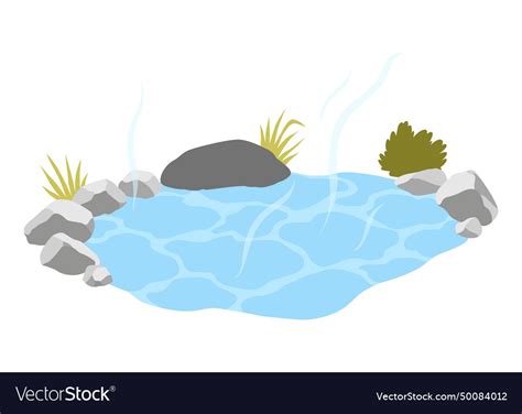 Japanese Outdoor Onsen Pool With Hot Spring Water Vector Image