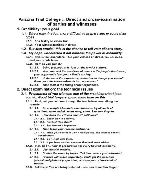 Direct And Cross Examination Of Parties And Witnesses