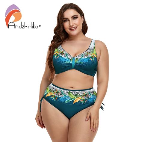 Andzhelika Floral High Waisted Bikini Sets Sexy Push Up Swimsuit 2022