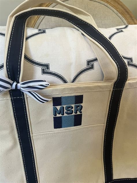 Monogrammed Large Tote Bag Personalized Canvas Boat Tote Bag Etsy