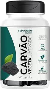 Carvão Vegetal Ativado Alta Concentração 500mg 100 Cápsulas Amazon