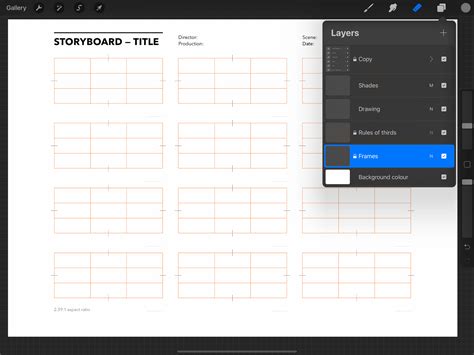 Free Procreate Storyboard Template For 2391 Films Templates Supply