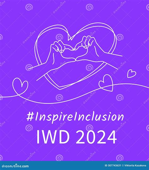 Inspire Inclusion International Women S Day 2024 Linear Banner Stock Vector Illustration Of