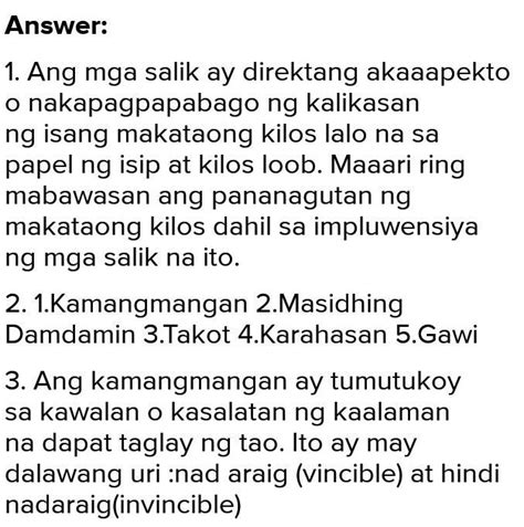 5 Salik Na Nakakaapekto Sa Makataong Kilos Brainly